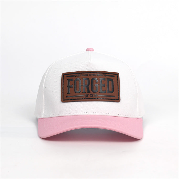 FORGED Leather Patch Hat | White & Pink