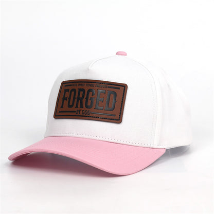 FORGED Leather Patch Hat | White & Pink