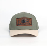 FORGED Leather Patch Hat | Olive & Cream