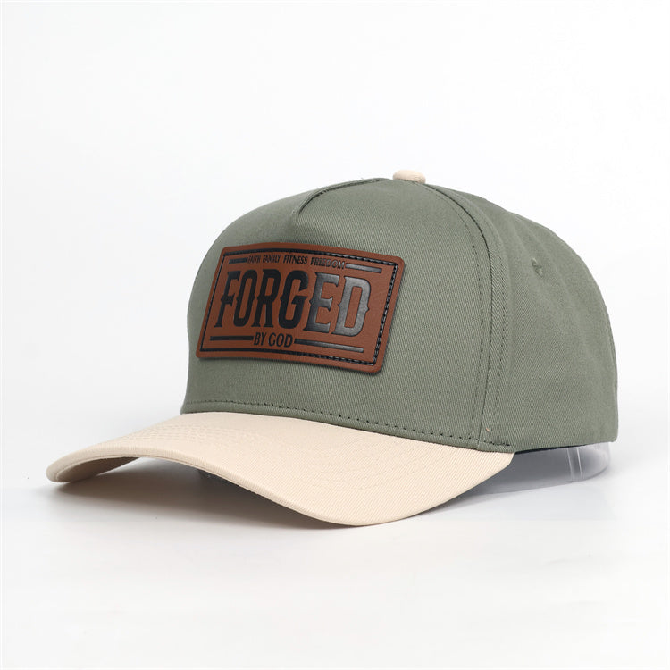 FORGED Leather Patch Hat | Olive & Cream