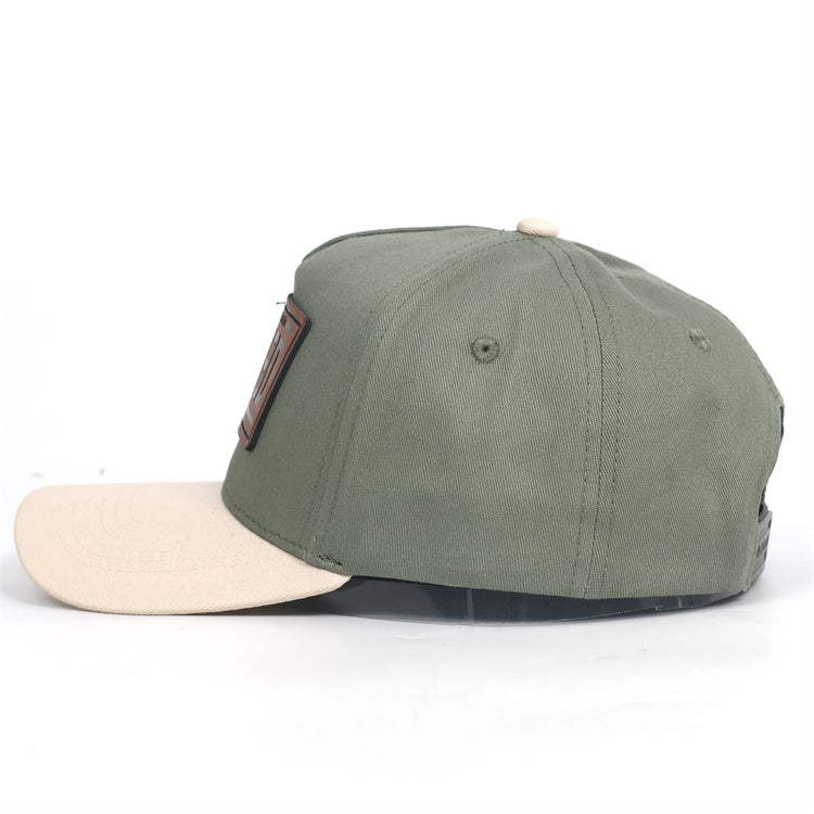 FORGED Leather Patch Hat | Olive & Cream