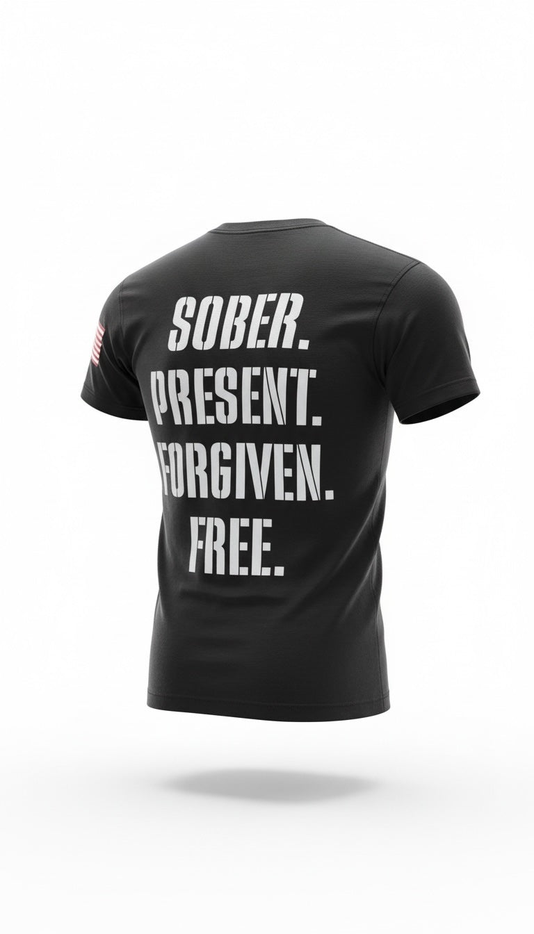 Forged by God “Sober. Present. Forgiven. Free.” Performance Tee