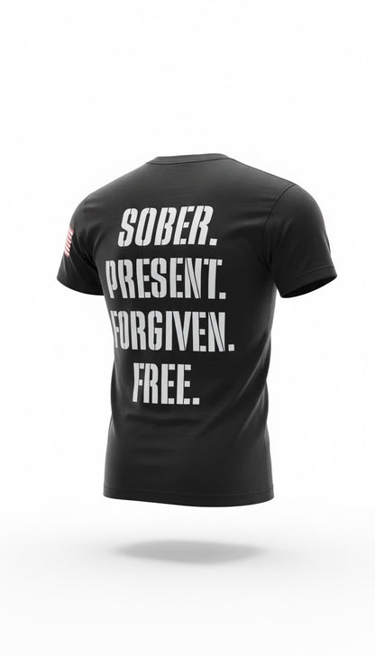 Forged by God “Sober. Present. Forgiven. Free.” Performance Tee