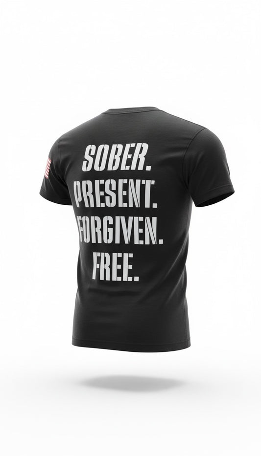Forged by God “Sober. Present. Forgiven. Free.” Performance Tee