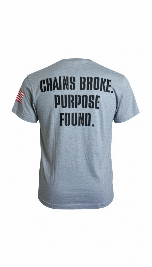 Chains Broke. Purpose Found. Tee | Forged by God