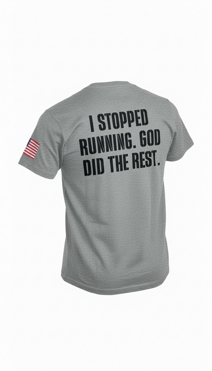 I Stopped Running Performance Tee | Forged by God