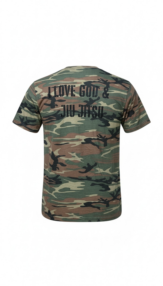 I Love God & Jiu Jitsu Camo Performance Tee | Forged by God